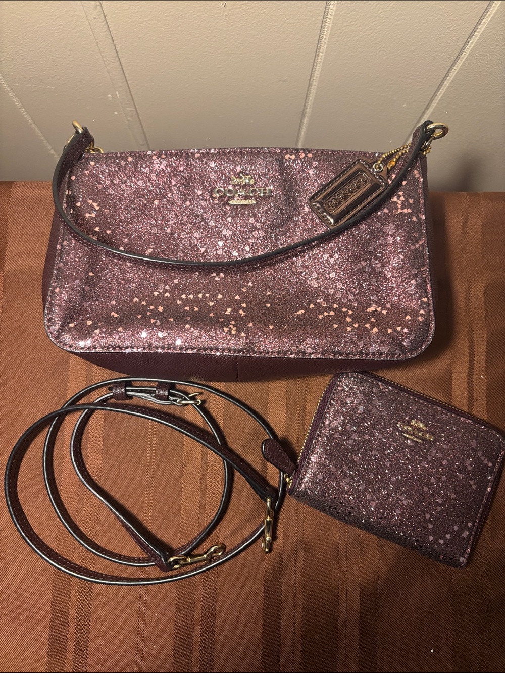 NWOT COACH Glitter Shoulder/Crossbody/Clutch Bag & Wallet Set - w/ Hangtag